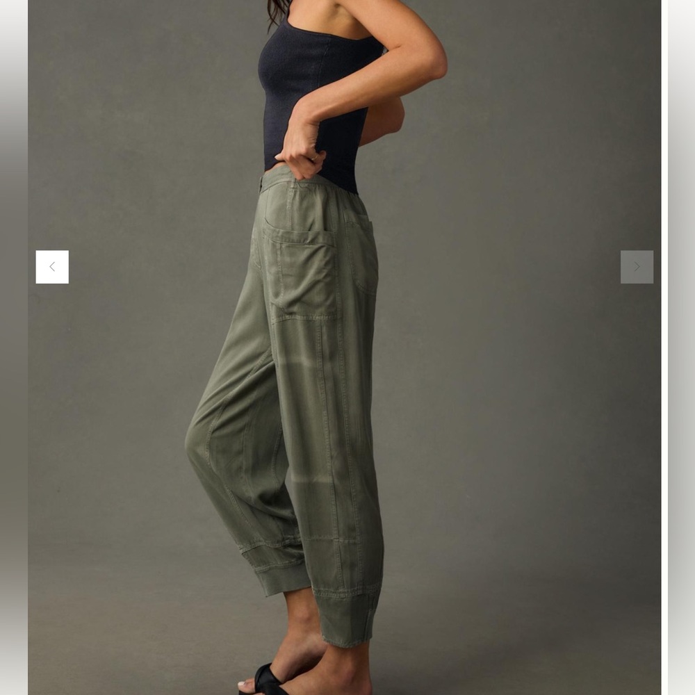 Anthropologie Olive Green Track Jogger Pants - Picture 5 of 15